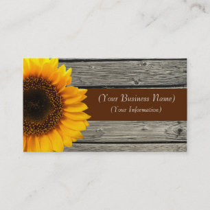 Personalised Yellow Sunflower & Rustic Barn Wood Business Card