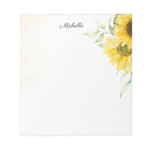 Personalised Yellow Sunflower Watercolor Notepad