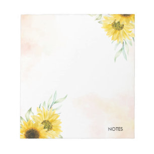 Personalised Yellow Sunflower Watercolor Notepad