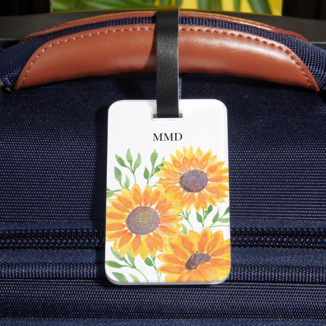 Personalised Yellow Sunflowers  Luggage Tag (Back Insitu 4)