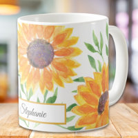 Personalised Yellow Sunflowers Watercolor