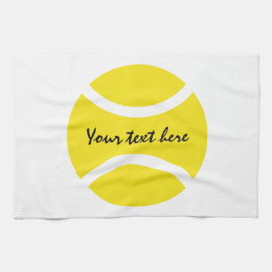Personalised yellow tennis ball kitchen towel