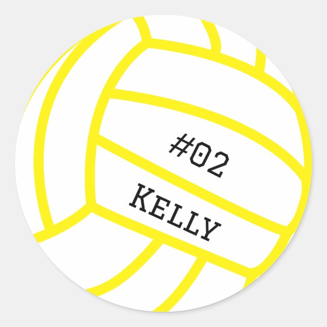Personalised Yellow Volleyball Stickers (Front)