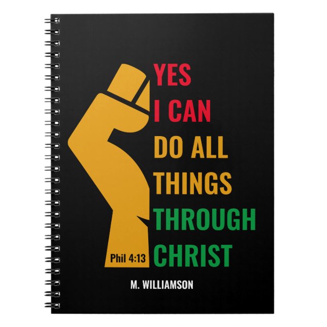 Personalised YES I CAN DO ALL THINGS Christian Notebook (Front)