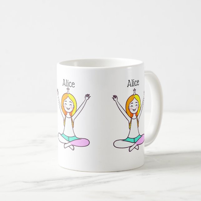 Personalised Yoga Girl Coffee Mug (Front Right)