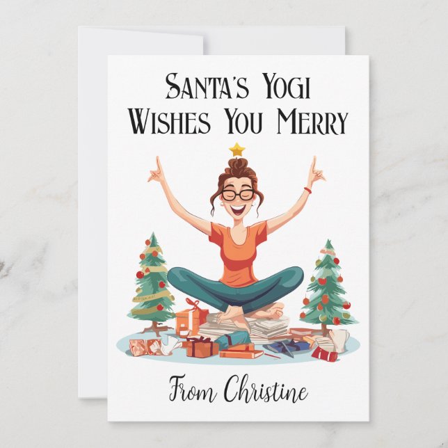 Personalised Yoga Instructor Christmas Card (Front)