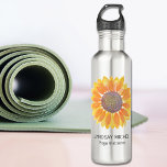 Personalised Yoga Instructor Sunflower 710 Ml Water Bottle<br><div class="desc">This modern botanical Yoga Instructor Water Bottle is decorated with a yellow watercolor sunflower. 
Easily customisable.
Use the Design Tool to change the text size,  style,  or colour.
As we create our artwork you won't find this exact image from other designers.
Original Watercolor © Michele Davies.</div>