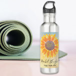 Personalised Yoga Instructor Sunflower 710 Ml Water Bottle<br><div class="desc">This modern botanical Yoga Instructor Water Bottle is decorated with a yellow sunflower on a watercolor background and stylish script typography.
Easily customisable.
Original Watercolor © Michele Davies.</div>