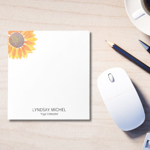 Personalised Yoga Instructor Sunflower Notepad