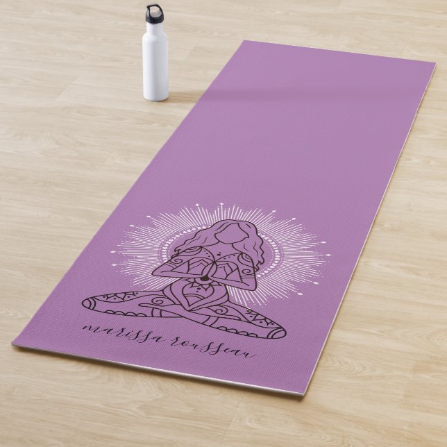 Personalised Yoga Lotus Pose Lavender Yoga Mat (In Situ)
