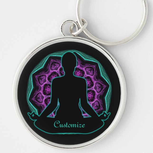 Personalised Yoga Mandala Key Ring (Front)