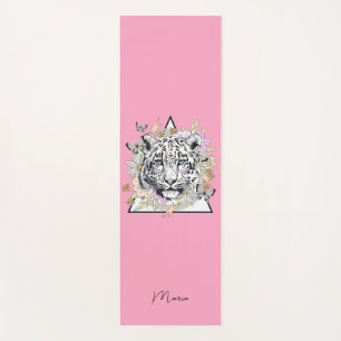 Personalised Yoga Mat Custom Name White Tiger