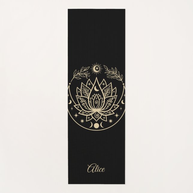 Personalised Yoga Mat Meditation Gift Black (Front)