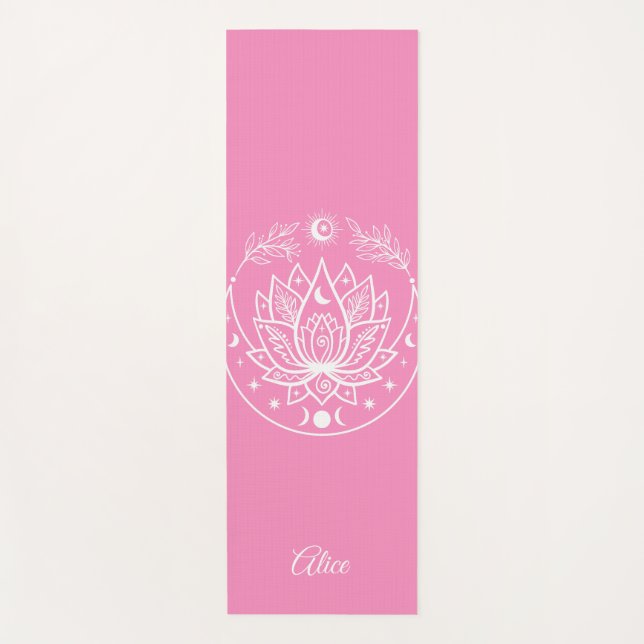 Personalised Yoga Mat Meditation Gift Pink (Front)
