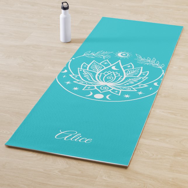 Personalised Yoga Mat Meditation Gift Turquoise (In Situ)