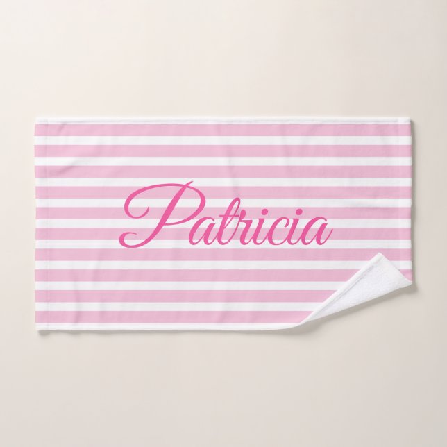 Personalised Yoga Mat Pink Stripes Meditation Mat Hand Towel (Hand Towel)