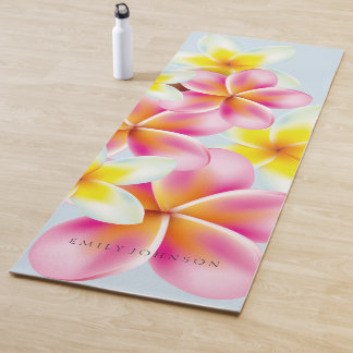 Personalised Yoga Mat Tropical Plumeria Flowers