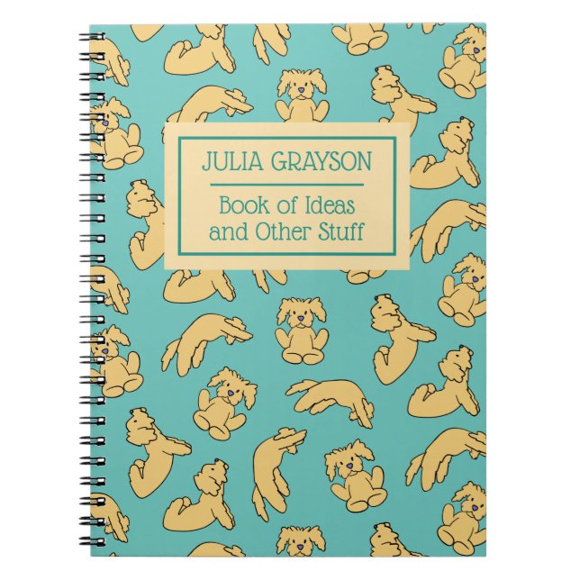 Personalised Yoga Pose Dog Pattern Custom Name Notebook (Front)