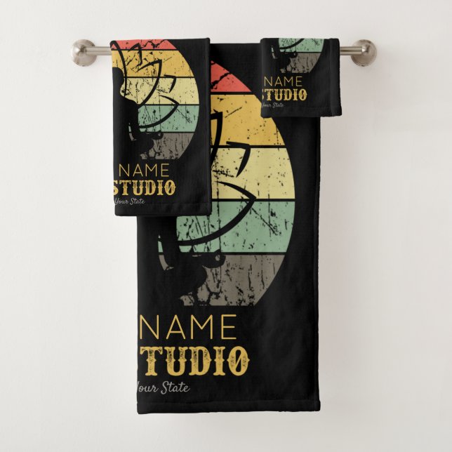 Personalised Yoga Studio Fitness Instructor Guru  Bath Towel Set (Insitu)