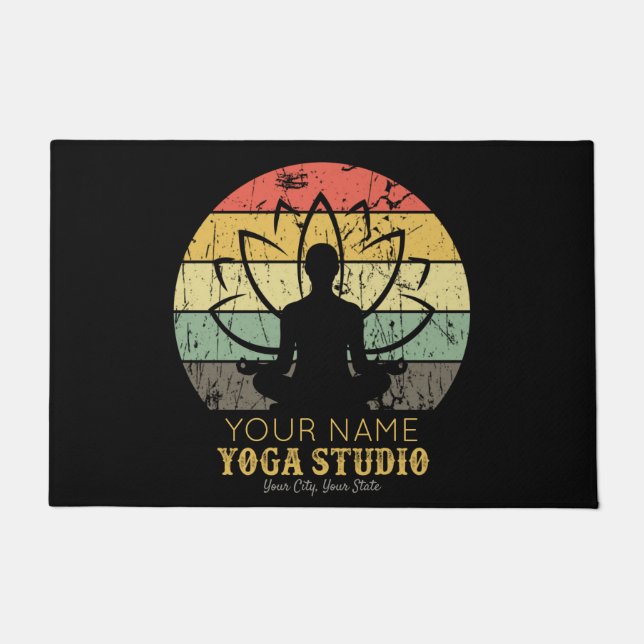 Personalised Yoga Studio Fitness Instructor Guru  Doormat (Front)