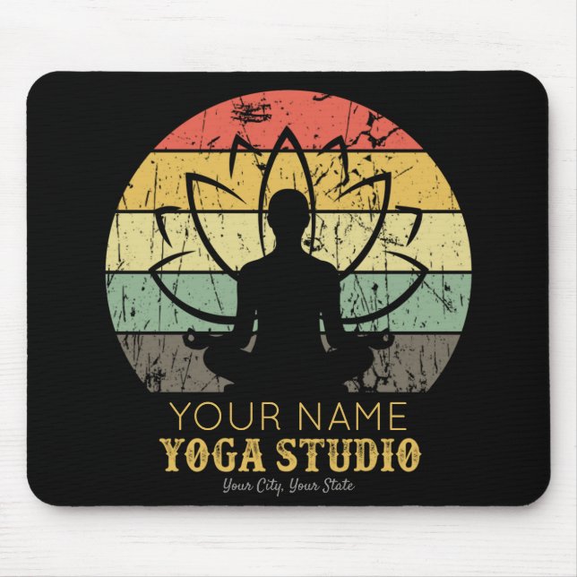 Personalised Yoga Studio Fitness Instructor Guru Mouse Mat (Front)