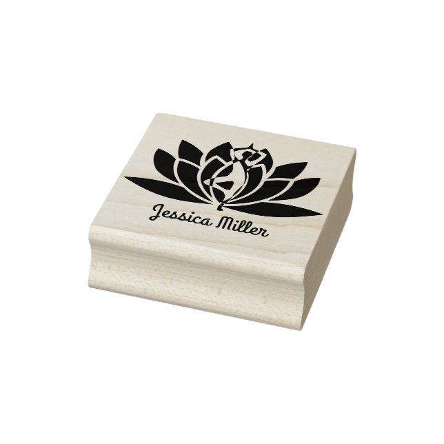 Personalised Yoga Studio Lotus Flower  Rubber Stamp (Stamp)