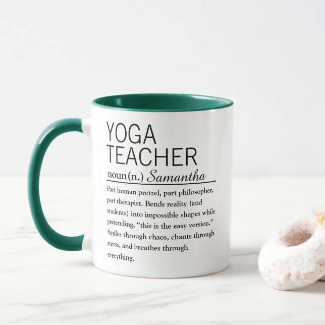 Personalised Yoga Teacher Definition Coffee Mug (With Donut)