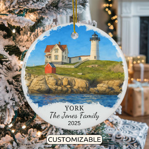 Personalised York Ornament, Maine Ceramic Tree Decoration