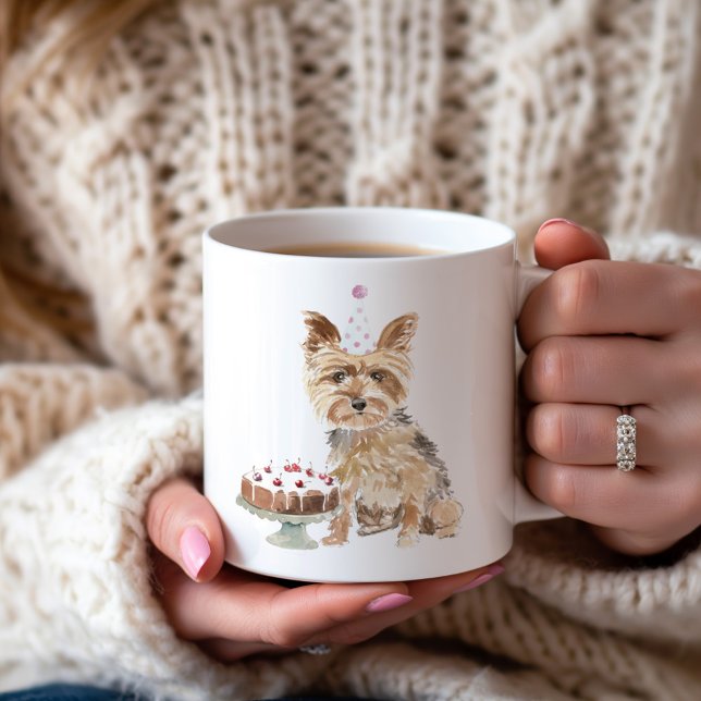 Personalised Yorkie Birthday Cake Coffee Mug (Creator Uploaded)