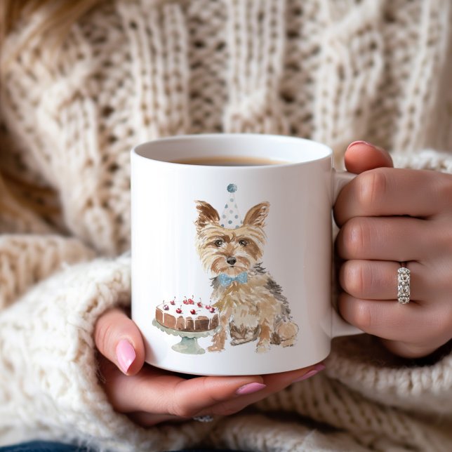 Personalised Yorkie Birthday Cake Coffee Mug (Creator Uploaded)