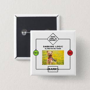 Personalised Yorkie Dog Barking Logic Photo Name 15 Cm Square Badge