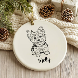 Personalised Yorkie Dog Christmas Ceramic Tree Decoration