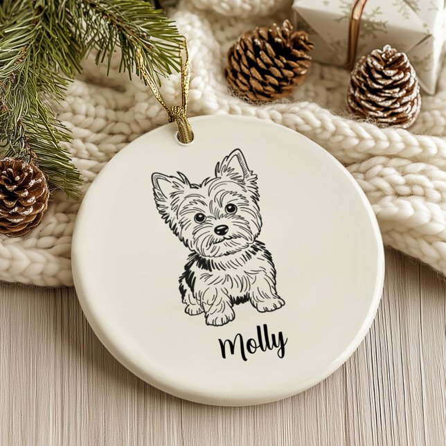 Personalised Yorkie Dog Christmas Ceramic Tree Decoration (Creator Uploaded)