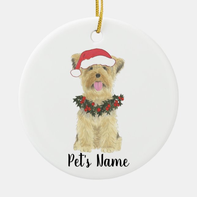 Personalised Yorkshire Terrier Ceramic Tree Decoration (Front)