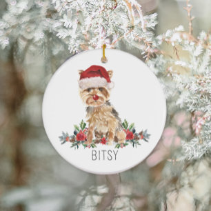 Personalised Yorkshire Terrier Christmas  Ceramic Tree Decoration