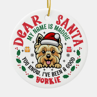 Personalised Yorkshire Terrier Dog Christmas Tree Ceramic Tree Decoration