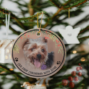 Personalised Yorkshire Terrier Dog Photo  Ceramic Tree Decoration