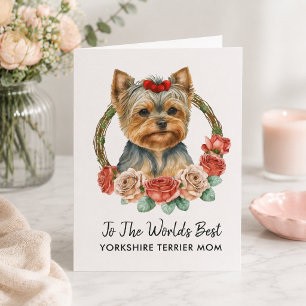 Personalised Yorkshire Terrier Mum Mothers Day Holiday Card