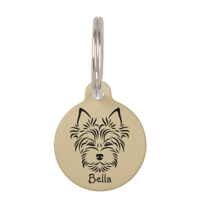 Personalised Yorkshire Terrier Round Pet Tag (Front)