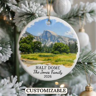 Personalised Yosemite Half Dome, Custom California Ceramic Tree Decoration