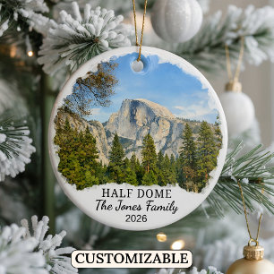 Personalised Yosemite Half Dome, Custom California Ceramic Tree Decoration