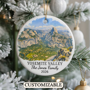 Personalised Yosemite Valley, Custom California Ceramic Tree Decoration