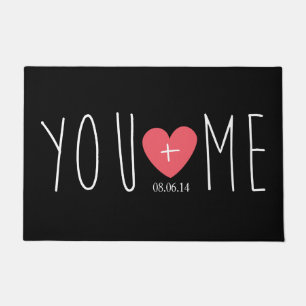 Personalised You and Me Heart with Wedding Date Doormat