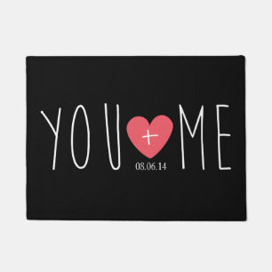 Personalised You and Me Heart with Wedding Date Doormat