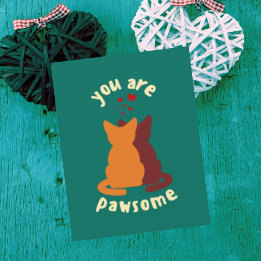 Personalised You are Awesome Cute Cats Valentines Holiday Card