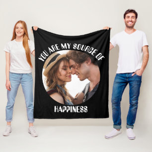 Personalised You Are My Source of Happiness Photo Fleece Blanket