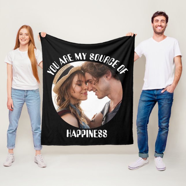Personalised You Are My Source of Happiness Photo Fleece Blanket (In Situ)