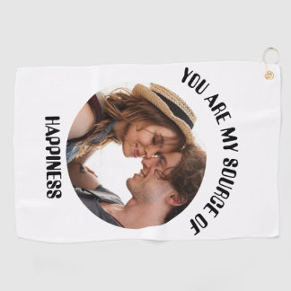 Personalised You Are My Source of Happiness Photo Golf Towel