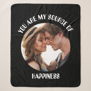 Personalised You Are My Source of Happiness Photo Sherpa Blanket