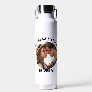 Personalised You Are My Source of Happiness Photo Water Bottle